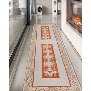 Alfombra beige estampada: diseño marroquí, Oushak, Navajo, decoración del hogar, alfombra suave no tejida - Product Image 4