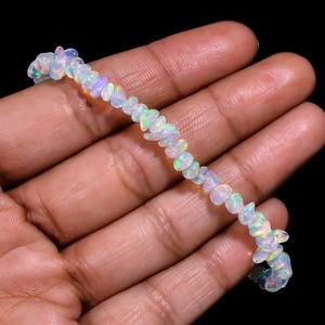 สร้อยข้อมือโอปอลแนวเอธิโอเปียนเนตสร้อยข้อมือโอปอลขัดเงาโอปอลลูกปัดแบบไม่ผ่านการเจียระไนตามธรรมชาติสร้อยข้อมือโอปอลชิปแบบยืดได้อัญมณีหลวม - Product Image 4