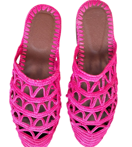 Zapatos de rafia marroquí hechos a mano para mujer, coloridos zapatos planos de verano para mujer - Product Image 1