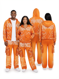 Ensemble deux pièces tendance streetwear avec poches utilitaires, design graphique personnalisé, survêtement de sport pour hommes - Product Image 5