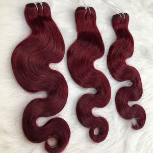 Extensiones de cabello humano Remy rojo color claro de alta calidad al por mayor máquina ondulada al agua teñida grado superior de la trama - Product Image 4