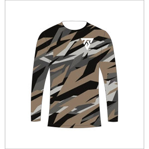 T-shirt à manches longues pour homme, marron, noir, gris, camouflage, col rond, imprimé, haut de sport, gym, Trackstar, OEM, marque privée, TSI-G05-P0823 - Product Image 3