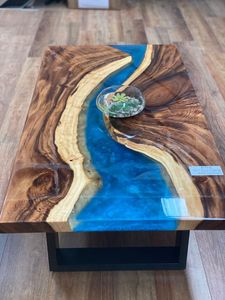 SURFACE APPORTANT et BOIS Meilleure qualité Meubles de maison de luxe en bois de noyer massif Restaurant Salle à manger Café Rivière Cuisine Époxy - Product Image 3