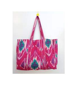 Bolso de mano acolchado Kantha de algodón de diseñador para mujer hecho a mano, monederos de hombro informales con dos asas y bolsillo para compras de viaje - Product Image 5