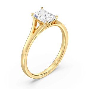 Radiant <b>Split</b> Shank Solitaire <b>Ring</b> - Product Image 2