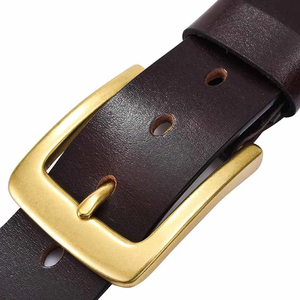 Genuine Leather <b>Belt</b> Black Cowhide Pin Buckle Rectangular Copper Formal Men's <b>Belt</b> Durable Solid Color - Product Image 5