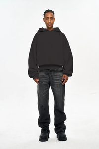 Sudaderas con capucha personalizadas de algodón 100% para hombre, sudaderas con capucha de gran tamaño con hombros caídos, ropa de calle, sudaderas con capucha y cremallera de peso pesado para hombre - Product Image 3