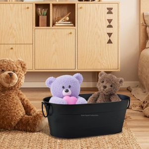 Seau à glace ovale en métal de qualité supérieure avec poignée revêtu de noir pour les fêtes en plein air Seaux à glace à champagne - Product Image 3