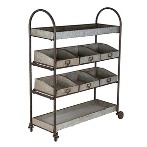 Chariot de bar galvanisé décoratif et chariot à deux niveaux moderne chariot de bar galvanisé par meubles en fer métallique le plus populaire de vente chaude - Product Image 5