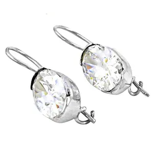 Pendientes de Cristal Ovalados Plateados Delicados para Mujer, Joyería de Moda - Product Image 1
