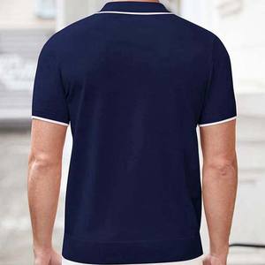 OEM Contrast Color Custom Logo Design Men's Clothing Cotton Plus Size Men's Polo <b>Shirts</b> <b>Half</b> Zipper Short <b>Sleeve</b> Polo <b>Shirts</b> Men - Product Image 2