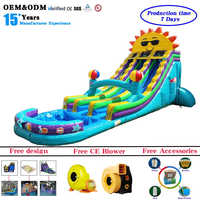 Toboggan aquatique gonflable commercial de 22 pieds avec piscine, en PVC robuste, pour les entreprises de location