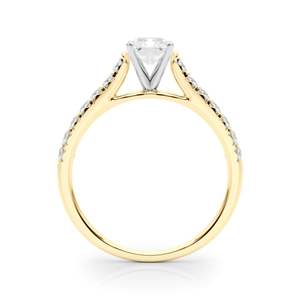 Solitario de diamante de corte de corazón con acentos anillo de compromiso para ella/mujer - Product Image 3