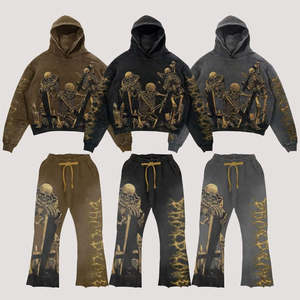 Survêtements Streetwear de haute qualité pour hommes conception personnalisée broderie en détresse 100% coton survêtements nouveauté survêtement à capuche - Product Image 4