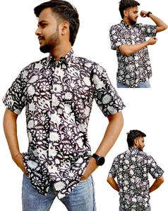 Camisa de hombre última camisa ropa de hombre 100% algodón media manga botón abierto frontal casual para hombres hermano novio - Product Image 1
