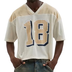 T-shirt en maille respirante à séchage rapide de haute qualité pour vêtements de sport unisexe T-shirt en maille surdimensionnée impression personnalisée à col en V - Product Image 1