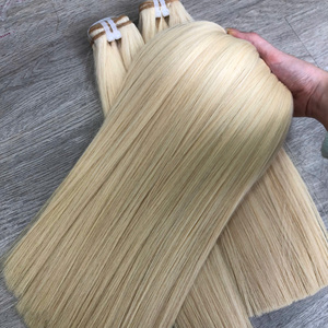 Virgin Raw Vietnamese Hair Super Quality Fast Bouncy Curl Blonde Color <b>Silky</b> Machine Double Weft Weaving - Product Image 3