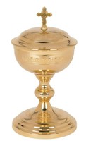 Ensemble de calice, patène et ciboire en laiton doré poli, articles de communion pour l'Église catholique, pour usage décoratif en église