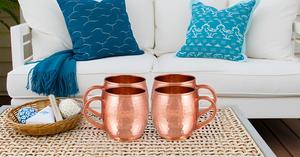Solid 16 Ounce Handmade Hammered <b>Copper</b> <b>Cup</b> Modern C-Shaped Handle Set of 4-for Moscow Mules Bowls - Product Image 5