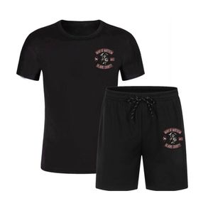 2022 été hommes 2 pièces coton survêtement ensemble Logo personnalisé Jogging Shorts T-Shirts Logo personnalisable été Shorts T-Shirts - Product Image 5