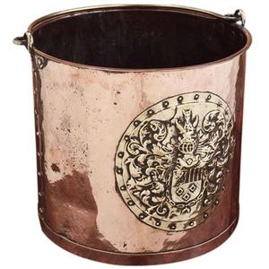 Seau à charbon en cuivre battu à la main avec une patine rustique finie et adapté pour ajouter un charme vintage aux cheminées à un coût extrême - Product Image 3