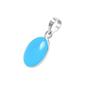Calcédoine en argent sterling 925 forme ovale collier de pierres précieuses de couleur bleue cadeau de mariage parfait pour l'amour avec des bijoux estampillés 925 - Product Image 1