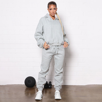 Ensemble de survêtement deux pièces pour femme, grande taille, respirant, coupe-vent, hiver, avec fermeture éclair, en molleton de coton, style jogging, pull sportif