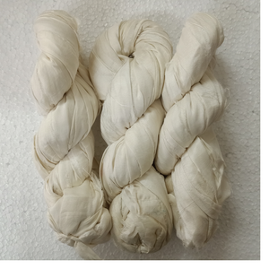 ริบบิ้นผ้าไหมส่าหรีรีไซเคิลสีขาวคุณภาพระดับพรีเมียมสั่งทำสำหรับงานถัก & มือสำหรับโครงการหัตถกรรมศิลปะสิ่งทอและย้อมสี - Product Image 1