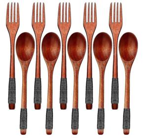 Ensemble de 2 couverts à salade en bois d'acacia Ustensiles de cuisine écologiques de luxe faits à la main - Product Image 2