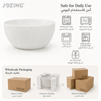 Vaisselle en porcelaine fine polie, vente en gros, bol à céréales, soupe et riz de 5,5 pouces, blanc, motif floral en relief, prix imbattable en gros
