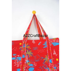 กระเป๋าผ้าคอตตอนลายทางวินเทจสีแดงพิมพ์โลโก้ได้ตามต้องการเป็นมิตรต่อสิ่งแวดล้อมขนาดใหญ่สำหรับการจัดเก็บของปาร์ตี้ช้อปปิ้งแบบมีซิป - Product Image 3