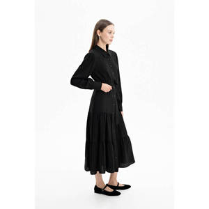 A-Line Black <b>Chiffon</b> <b>Dress</b> with Belt - Product Image 2
