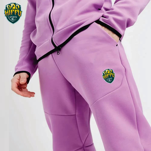 เสื้อมีฮู้ดสำหรับผู้ชายกางเกงวอร์มกางเกงวอร์มผ้าฟลีซมีฮู้ดแบบแห้งเร็วผ้าคอตตอนสี100% สีชมพู - Product Image 5