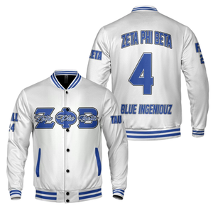 Zeta phi เสื้อแจ็กเก็ตทีมสมาคม1920รุ่นเบต้าสีฟ้าขาวตัวอักษร zpb Greek Life chenille Patch founders Style ปักลายฤดูหนาว - Product Image 3