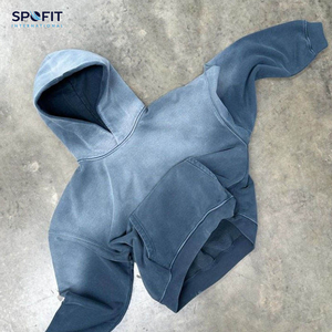 2026 Venta caliente de gran tamaño Sunfade Hoodie 100% algodón holgado sudaderas con capucha al por mayor Streetwear recortada Boxy Fit hombres sudaderas con capucha - Product Image 2