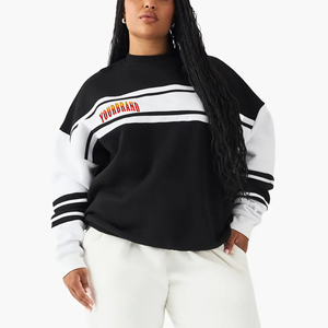 Service OEM – Sweat à capuche pull-over col rond grande taille pour femme, personnalisé avec broderie et impression frontale, effet délavé, en polaire polyester/coton pour l'hiver - Product Image 4