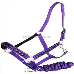 Doble cosido 2 capas de Nylon durable caballo Halter completo ajustable bling decorativo personalizado de nylon caballo halter en muchos colores - Product Image 1