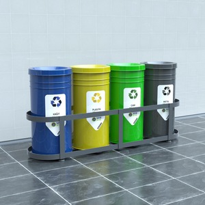 Juego de 3 piezas de pavo con tapa abierta, cilindro de reciclaje, cubo de basura, recolección de residuos metálicos para interiores a pequeña escala sin tapa - Product Image 3