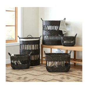 Natural Color Water Hyacinth <b>Baskets</b> With Handle <b>Woven</b> Hyacinth Hamper Hyacinth Clothes <b>Baskets</b> - Product Image 4