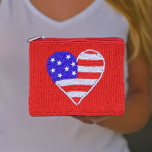 Sacs à monnaie de qualité supérieure, motif en forme de cœur avec drapeau américain, perles, taille personnalisée, fermeture éclair pour cartes de crédit, par MD HANDICRAFTS - Product Image 3