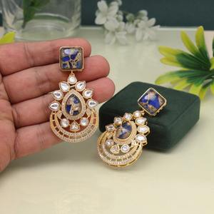 Pendientes de Kundan de diseñador de estudio de moda OM, gotas de perlas, joyería étnica india clásica ligera para niñas y mujeres, regalo de boda - Product Image 5