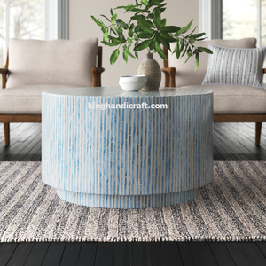 Mesa de centro hecha a mano con incrustaciones de nácar, mesa de centro de madera de lujo, diseño personalizado, muebles de sala de estar, OEM ODM - Product Image 1