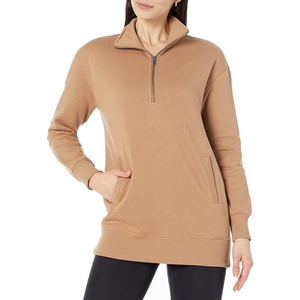 OEM personnalisé unisexe demi-fermeture éclair sweats femmes Fitness course Yoga entraînement col montant hiver léger imprimé - Product Image 1