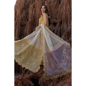 Ensemble chemise en mousseline brodée avec dupatta en tissu Khaadi et pantalon - RANG RASIYA-BIC-4686 - Product Image 3