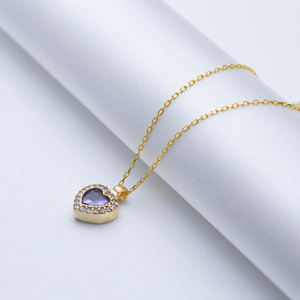 อเมทิสต์ CZ Heart Charm ตุรกีทําด้วยมือสร้อยคอจี้เงินเครื่องประดับเครื่องประดับอินเทรนด์ - Product Image 4