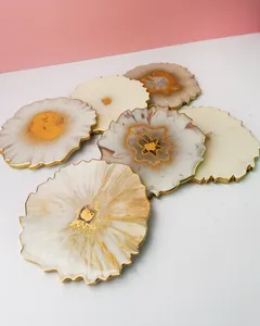 Dessous de verre en résine de forme ronde faite à la main Style classique bon produit de vente pour hôtel restaurant bureau utilisation nouvelle Collection - Product Image 2