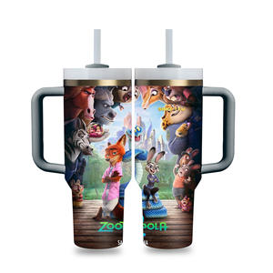 <span class=keywords><strong>Tumbler</strong></span> Isolato Sottovuoto in Acciaio Inox da 40oz con Logo Personalizzato, Motivo Cartone Animato Animali Pazzi della Città 2, Senza BPA, Doppia Parete, Ecologico - Product Image 5