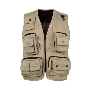 Nouveau bouton Up poche fermeture éclair Look hommes sans manches gilet Protection extérieure porter outclass vente meilleur Polyester fait gilet de pêche - Product Image 1