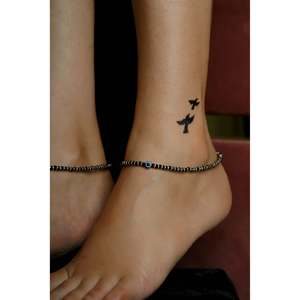 Tobillera de Plata 925 con Diseño de Ojo Turco y Cuentas, Bañada en Oro con Diamante Central, Ideal para Fiestas o Regalo - Product Image 1