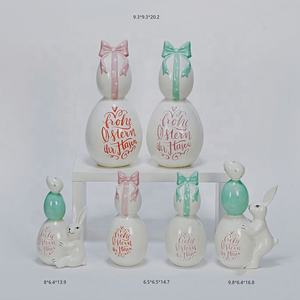 بيضة عيد الفصح السيراميك المخصصة على شكل أرنب الثلج الكروي ديكور بيضة عيد الفصح الكبيرة - Product Image 1